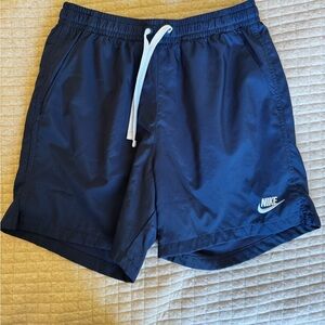 Nike Dark Blue Sports Shorts with White Drawstring